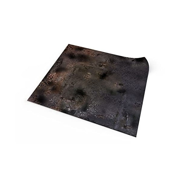 PLAYMATS- Tanks Bataille, Jeu, Tapis en Caoutchouc, A010-R-tanks, Ruined City, 36" x 36" / 91,5 cm x 91,5 cm