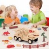 Camion Dinosaure Jouet pour Enfants 3-5 ans, Dinosaure Camion Transport Jouet avec Lumière et Son pour Les Enfants, Figurine 