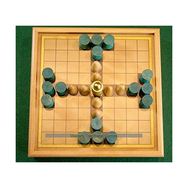 Tablut, Viking Tafl Board Game - Wooden Hnefatafl Game with 9x9 Board, Wooden Pieces and Hinged Cabinet Box Design
