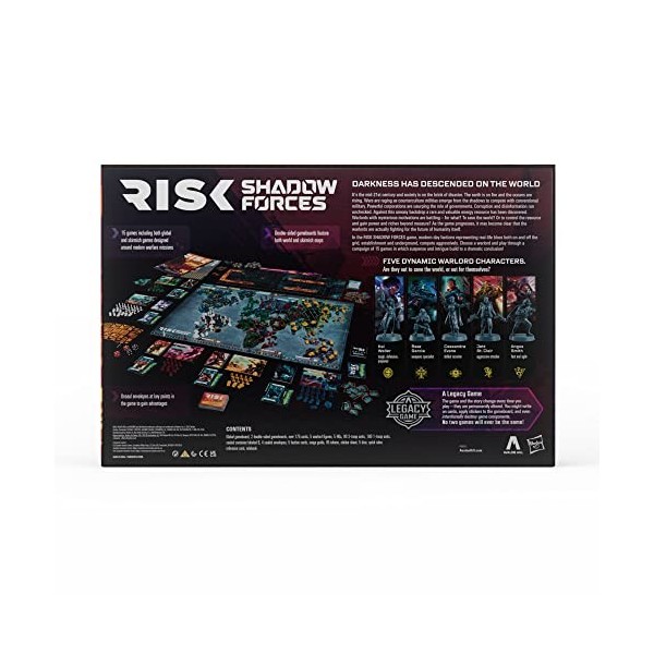 Risk Shadow Forces Jeu de stratégie Legacy Jeu de société pour Adultes et Famille à partir de 13 Ans, pour 3 à 5 Joueurs, Ava