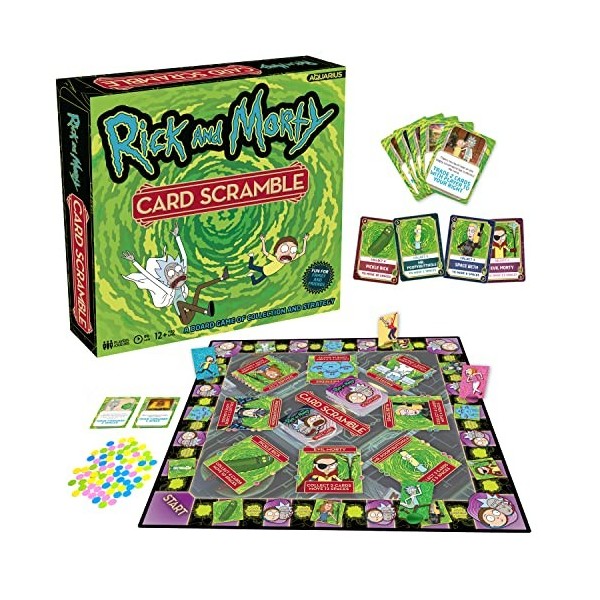 AQUARIUS Rick & Morty Card Scramble Board Game - Rick & Morty TV Show Themed Board Game - Family Fun for Kids & Adults - Offi