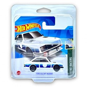Hot Wheels Ford Escort RS2000 blanc et bleu 1/10 Retro Racers 2023 - 4/250 carte courte – Livré dans un étui de protectio
