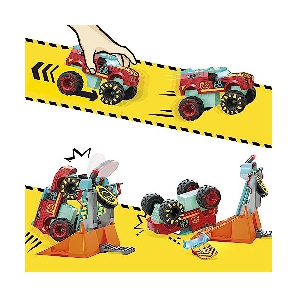 Mega Hot Wheels Jouet Construction Course Extrême Demo Derby Chocs Et Fracas Monster Truck, 1 Mini-Figurine Articulée Conduct
