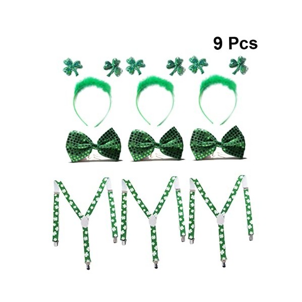 Toyvian 27 Pièces St Costume De Jour De Patrick Costume De Fête Tenue De Jour De St Patrick Accessoires De Lutin Bandeau De J