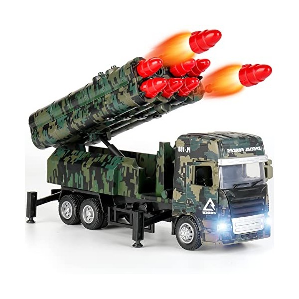 JuanKidbo Camion Militaire Jouet, Jouet Vehicule Militaire avec Lumière et Sons, Militaire Jouet Véhicule Tir, Jouet Véhicule