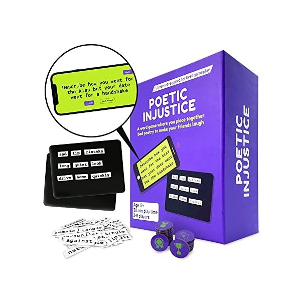 Poetic Injustice - Un jeu de mots où vous faites de la mauvaise poésie pour rire - Jeu de notes magnétiques amusant et jeu de