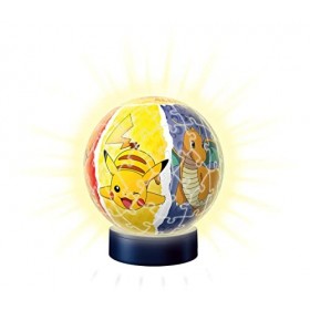 Ravensburger - Puzzle 3D Ball illuminé - Pokémon - A partir de 6 ans - 72 pièces numérotées à assembler sans colle - Socle lu