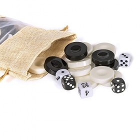 ZOOCEN Ensemble de jeu classique à dames avec sac de rangement en tissu avec cordon de serrage 30 pièces noir et blanc 