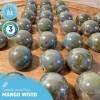 Jeu de société en bois de mangue de 30 cm de diamètre avec billes de verre Thunderbolt | | Jeu de solitaire classique en bois