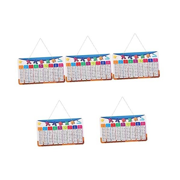 STOBOK 5Pcs Neuf Neuf Table De Multiplication Jouets Éducatifs Outil Affiche Échiquier pour Enfants Suspendus Tableau Mathéma