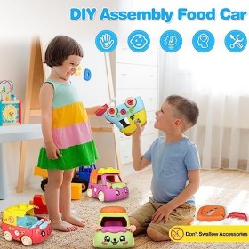 Vatos bébé Assemblage Voiture Jouet, 4 pièces détachables Voitures Jouet Voiture Bricolage Forme Alimentaire Enfants Jouets é