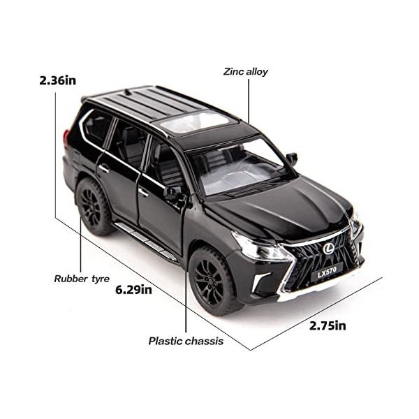 TGRCM-CZ BDTCTK 1/32 LEXUS LX570 Voiture tout-terrain en alliage de zinc avec son et lumière pour enfants, garçons et filles 