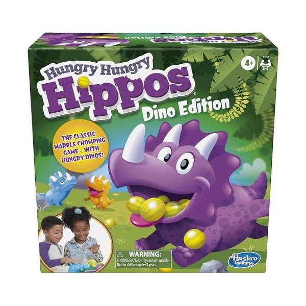 Hungry Hungry Hippos Dino Edition Board Game, Pre-School Game for Ages 4 and Up. for 2 to 4 Players Amazon Exclusive 