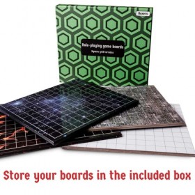 Hexers Role-Playing Game Board, Square Grid Terrains, 8 Different terrains, Dungeons and Dragons DND Pathfinder RPG Compatibl