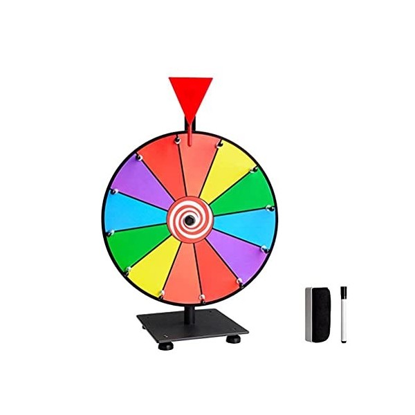 Roue De Prix Rotative 30,5 Cm – 12 Emplacements – Support Métal, Tableau Acrylique Effaçable – Marqueur Et Gomme Inclus – Idéale Pour Fêtes Et Jeux – Dès 14 Ans