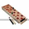 Ancient Egyptian Senet Game - Wooden Board with Red Squares, Wooden Pieces and Binary Dice