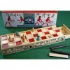 Ancient Egyptian Senet Game - Wooden Board with Red Squares, Wooden Pieces and Binary Dice