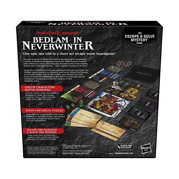 Hasbro Dungeons & Dragons : Bedlam in Neverwinter Jeu de société, Escape Room, jeux de stratégie coopératifs pour enfants de 