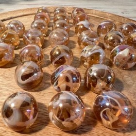 Jeu de société solitaire en bois de mangue de 30 cm de diamètre avec billes de verre roses | | Jeu de solitaire classique en 