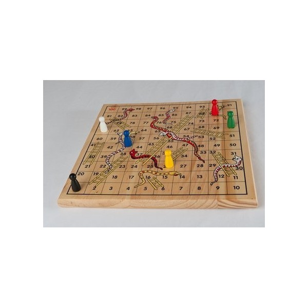 Wooden Snakes and Ladders Game by Gamez Galore