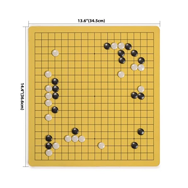 Plateau de Jeu de Go magnétique roulable Portable de Voyage 19x19 36,6 x 34,5 centimètre Yellow Mountain Imports avec Pierr