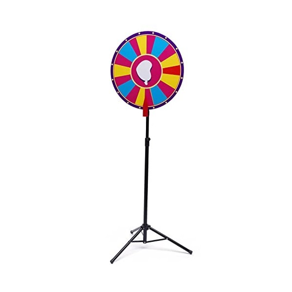 Cutycaty Roue de fortune de 61 cm avec trépied - Jouet couleur - Pour jeux de loterie - 18 emplacements - Couleur modifiable 