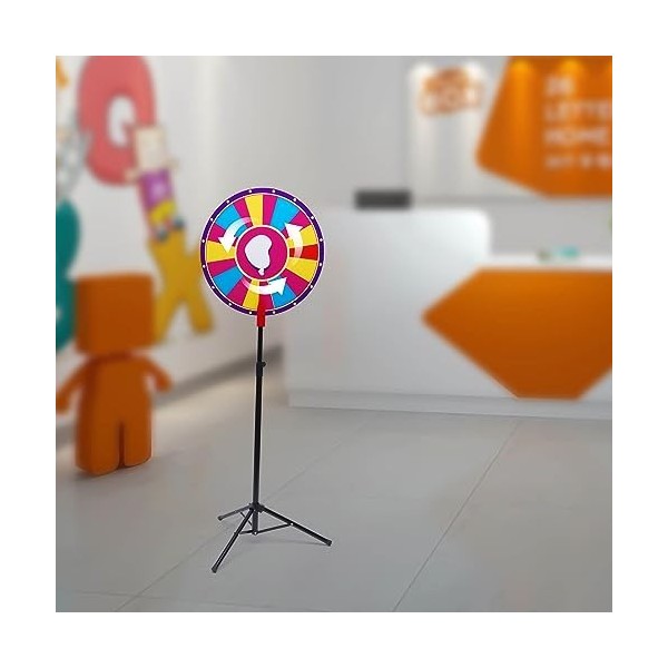 Cutycaty Roue de fortune de 61 cm avec trépied - Jouet couleur - Pour jeux de loterie - 18 emplacements - Couleur modifiable 