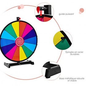 COSTWAY Roue de Fortune Φ48CM avec 14 Slots et Stylo Effaçable Gomme, Prize Wheel Embouts Plastiques pour Loteries Fête Anniv