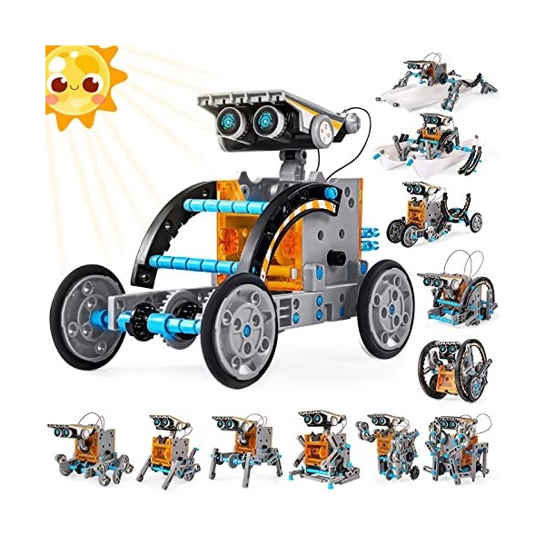 STEM Kit de Robot Solaire Jouets 12 en 1, Ensemble dExpériences Scientifiques du Bâtiment éducatif Cadeaux pour Enfants Garç