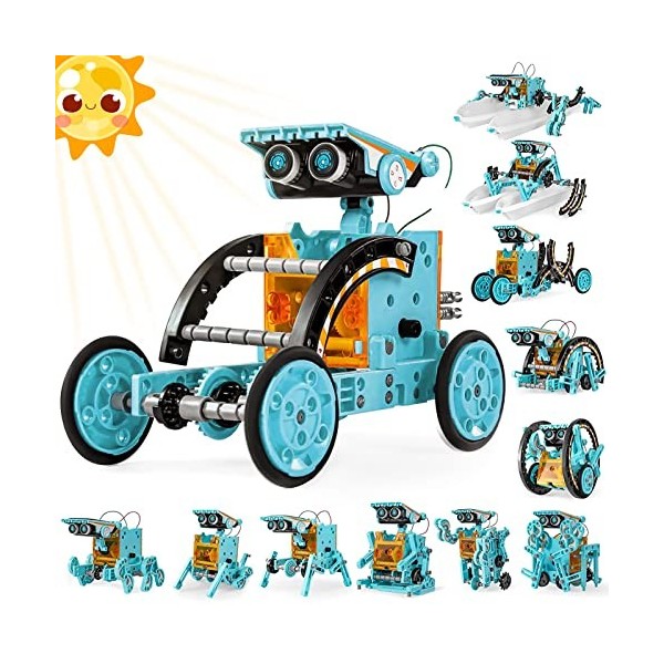 STEM Kit de Robot Solaire Jouets 12 en 1, Ensemble dExpériences Scientifiques du Bâtiment éducatif Cadeaux pour Enfants Garç