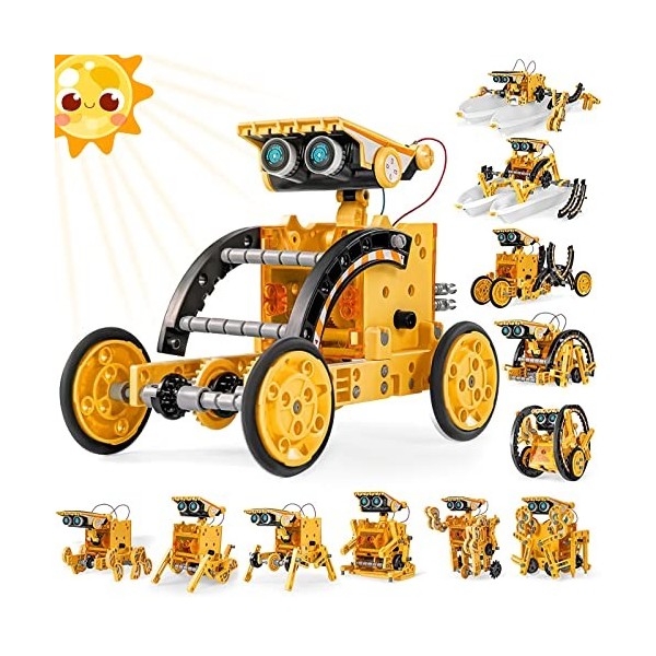 STEM Kit de Robot Solaire Jouets 12 en 1, Ensemble dExpériences Scientifiques du Bâtiment éducatif Cadeaux pour Enfants Garç