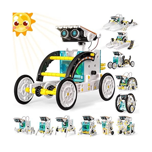 STEM Kit de Robot Solaire Jouets 12 en 1, Ensemble dExpériences Scientifiques du Bâtiment éducatif Cadeaux pour Enfants Garç