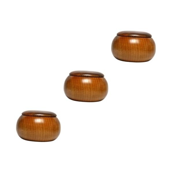 Cabilock 3 Pcs Jujube Bois Go Jar Go Game Can Professionnel Go Bowl Go Bowls Conteneur avec Couvercle Bambou Go Game Bowl Pot