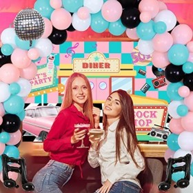 Décorations de fête sur le thème des années 50 Décorations de fête des années 50 pour adultes sur le thème de la musique avec