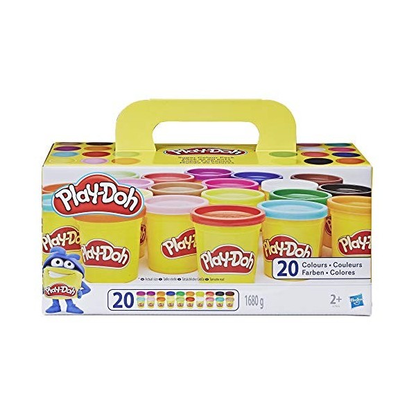 Play-Doh – 20 Pots de Pate A Modeler - Super Couleurs - 84 g chacun & Pte à Paillettes