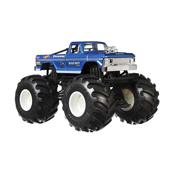 Hot Wheels Monster Trucks voiture de course Big Foot avec roues géantes, véhicule échelle 1/24, jouet pour enfant, GBV32