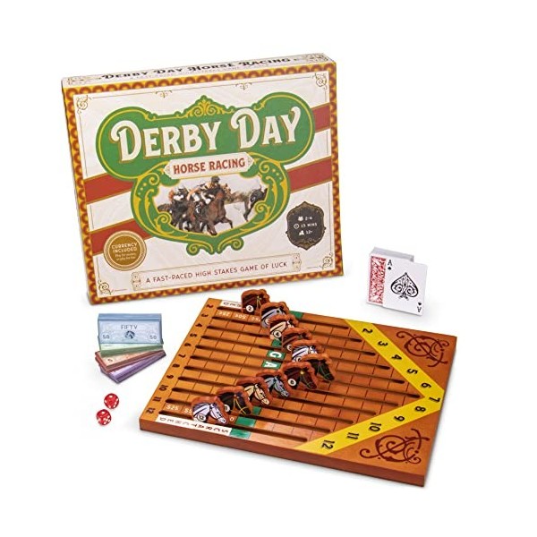 Derby Day | Jeu de société de course de chevaux | Jeu de famille et dadultes idéal pour les fêtes et les jeux à pieux bas | 