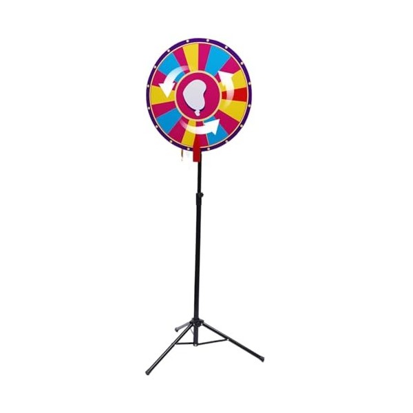 Roue de fortune 24" - Réglable - Couleur - Avec trépied - Éditable - 18 fentes - Pour jeux de loterie, jeux de mots, fête, ca