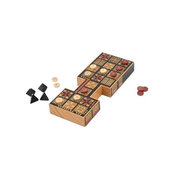 Masters Replica Royal Game of Ur Board Game with Pyramid Dice - Features Authentic Design with Solid Wood Board and Wooden Pi