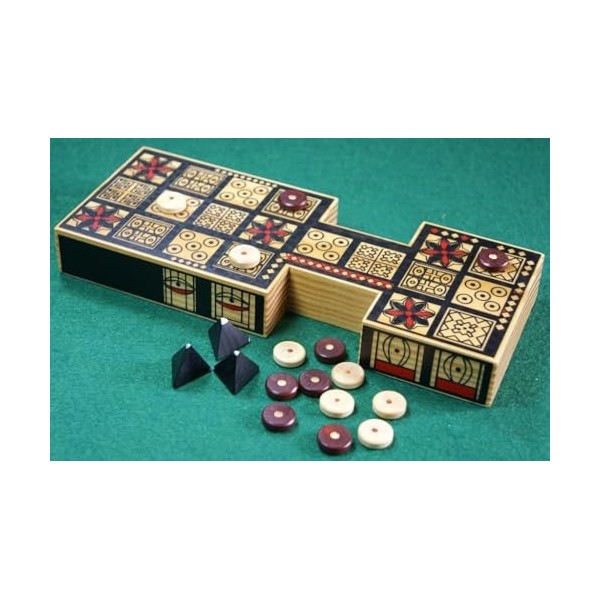 Masters Replica Royal Game of Ur Board Game with Pyramid Dice - Features Authentic Design with Solid Wood Board and Wooden Pi