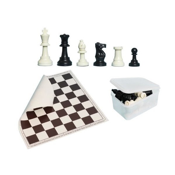 Chess and Bridge Jeu déchecs portable avec plateau pliant et boîte en plastique