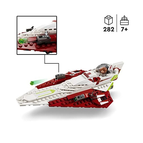 LEGO 75333 Star Wars Le Chasseur Jedi d’Obi-Wan Kenobi: Jeu de Construction Star Wars avec Minifigurine Taun We, Figurine Dro