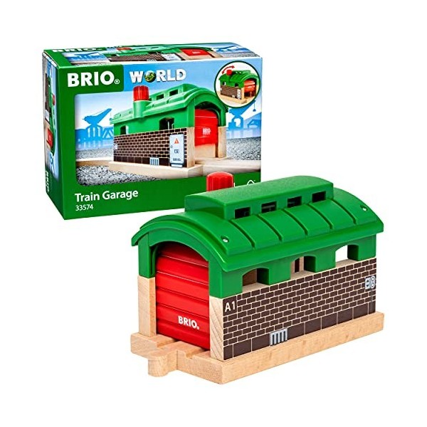 BRIO World - 33574 - Tunnel Garage - Accessoire pour circuit de train en bois - Action de jeu sans pile - Jouet pour garçons 