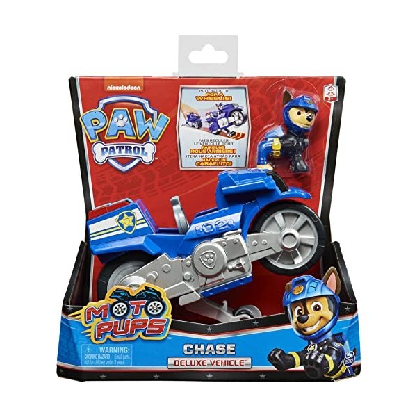 Paw Patrol LA Pat Patrouille - VEHICULE + Figurine Chase Moto Pups - Moto avec Rétrofriction Et Figurine Amovible De Chase 6