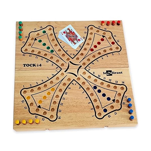 Jeu de TOC ou TOCK XL 40x40 cm de Luxe, de 2 à 4 joueurs, 6 ans et +. Jeux de société familial en bois massif dhévéa, fabric