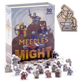 Meeples of Might & Menace – 60 minis colorés et héroïques de 16 mm – Accessoire miniature Meeple en bois pour jeu de rôle de 
