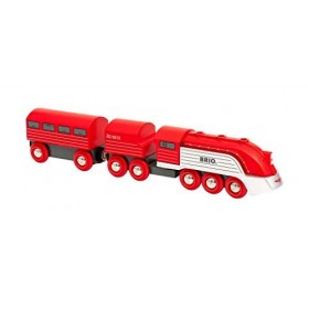 Brio World - 33557 - Train Aérodynamique - Pour circuit de train en bois - Système dattache aimantée - Jouet pour garçons et