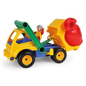 LENA- Camion béton Aktive, Chantier denviron 28 cm, véhicule malaxeur avec Tambour et Figurine, Set bétonnière, Un Jeu pour 