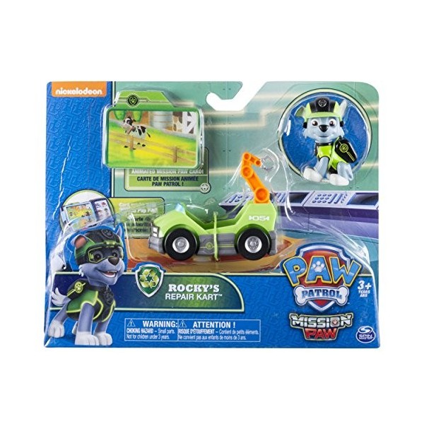 Paw Patrol 6037964 Mini véhicule de Mission avec Figurine de Rocky de Pat’Patrouille