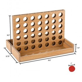 Hey! Play! Jeu de Quatre en Une rangée Classique en Bois de Voyage Jeu de société pour Adultes, Enfants, garçons et Filles